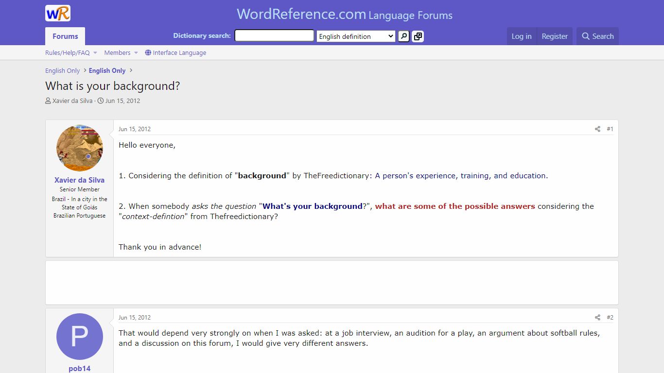 What is your background? | WordReference Forums